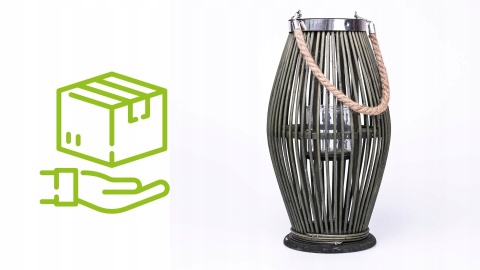 Lampion bambusowy zielony 21x38cm BOHO