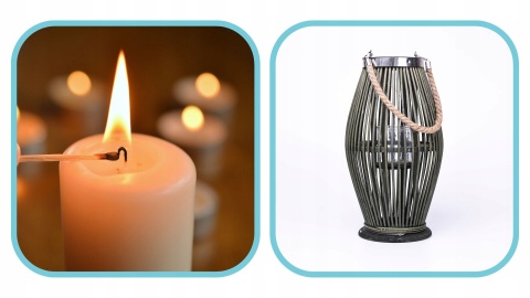 Lampion bambusowy zielony 21x38cm BOHO