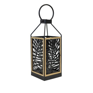 Lampion metalowy z motywem roślinnym 15x39cm czarn