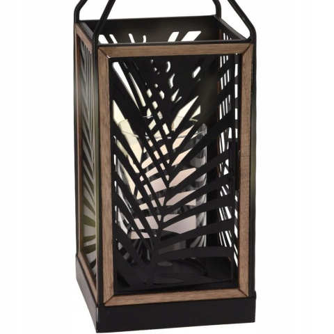 Lampion metalowy z motywem roślinnym 15x39cm czarn