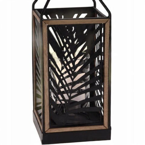Lampion metalowy z motywem roślinnym 15x39cm czarn