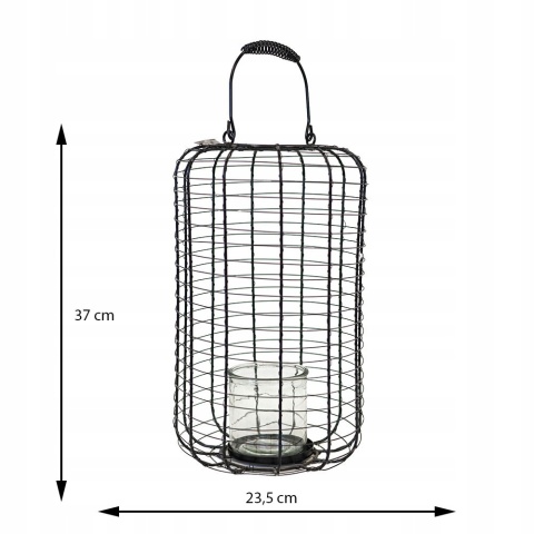 Lampion minimalistyczny L 23,5x37cm czarny