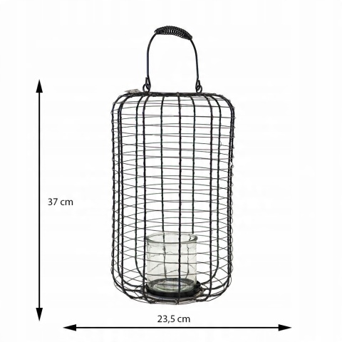 Lampion minimalistyczny L 23,5x37cm czarny