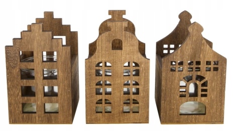 Tealight holder paulownia wood with glass 12x12x19.5cm A/3