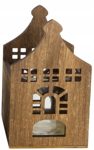 Tealight holder paulownia wood with glass 12x12x19.5cm A/3