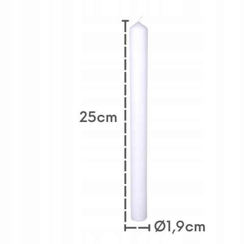Długie świece stołowe gładkie białe 4-pak eco