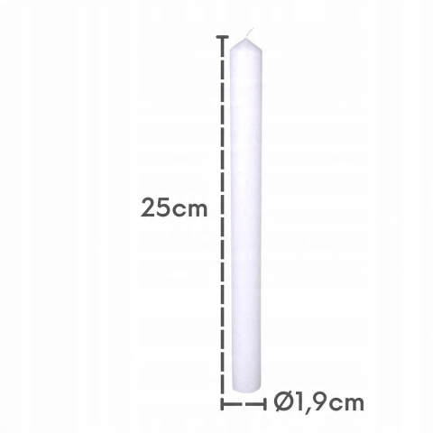 Długie świece stołowe gładkie białe 4-pak eco