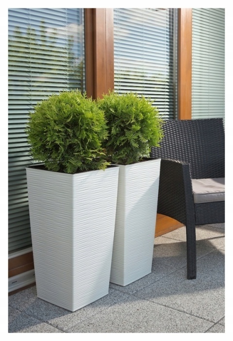 Doniczka FINEZJA ECO WOOD 190x190 dłuto - biały