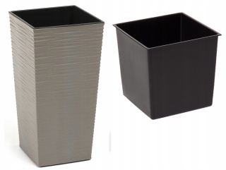 Doniczka FINEZJA ECO WOOD 190x190 dłuto - szary