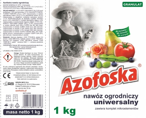 NAWÓZ AZOFOSKA GRANUL. 1kg KARTON (12) NAWÓZ AZOFOSKA GRANUL. 1kg KARTON (12)