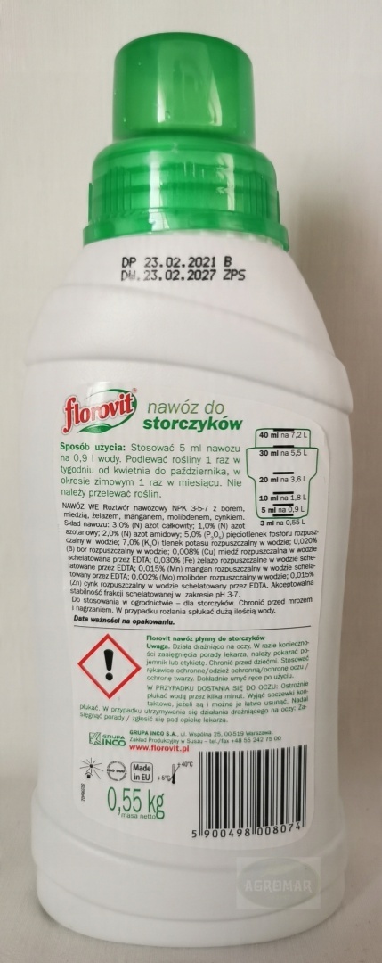 NAWÓZ FLOROVIT PŁ.DO STORCZYKÓW 0,5l (6) NAWÓZ FLOROVIT PŁ.DO STORCZYKÓW 0,5l (6)