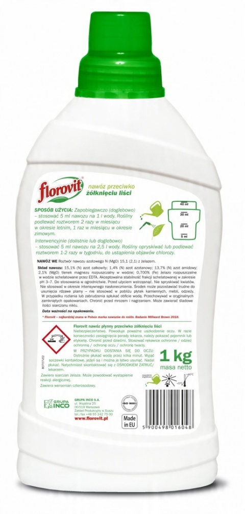 NAWÓZ FLOROVIT PŁ.P/ŻÓŁKNIĘCIU LIŚCI 1l (12) NAWÓZ FLOROVIT PŁ.P/ŻÓŁKNIĘCIU LIŚCI 1l (12)