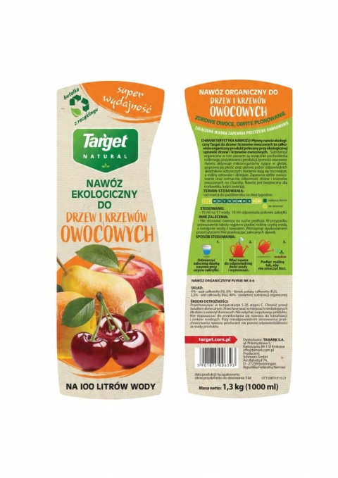NAWÓZ "TARGET" EKO DO DRZEW PŁYN 1l KRZEWÓW OWOCOWYCH (12) NAWÓZ "TARGET" EKO DO DRZEW PŁYN 1l KRZEWÓW OWOCOWYCH (12)
