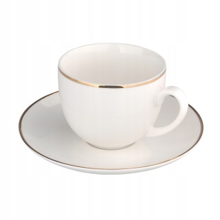 BELLA ZŁOTA LINIA FILIŻANKA 270 ML ZE SPODKIEM 15 CM PORCELANA KREMOWA W OPASCE NEW