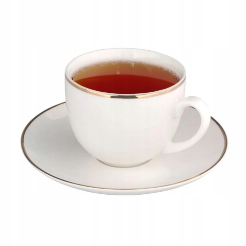 BELLA ZŁOTA LINIA FILIŻANKA 270 ML ZE SPODKIEM 15 CM PORCELANA KREMOWA W OPASCE NEW