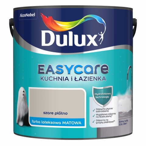 DULUX EASYCARE Kuch.&Łaz. Szare płótno 2,5L