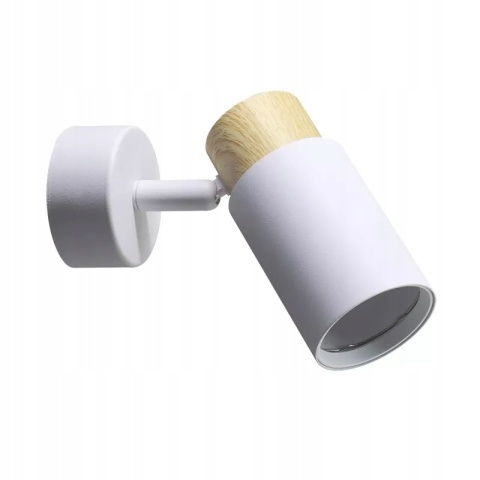 KINKIET CLARO BIAŁY 1X15W GU10 KLOSZ BIAŁY+DREWNIANY