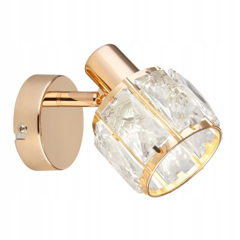 KINKIET DUBAI T SAT ZŁOTY 1X40W E14 KLOSZ ZŁOTY Z KRYSZT