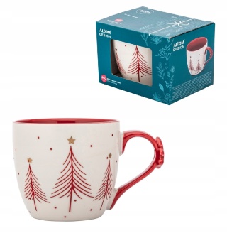 KUBEK CHOINKA CZERWONA NBC 460 ML Z DEKORACJĄ NA UCHU COLOR BOX