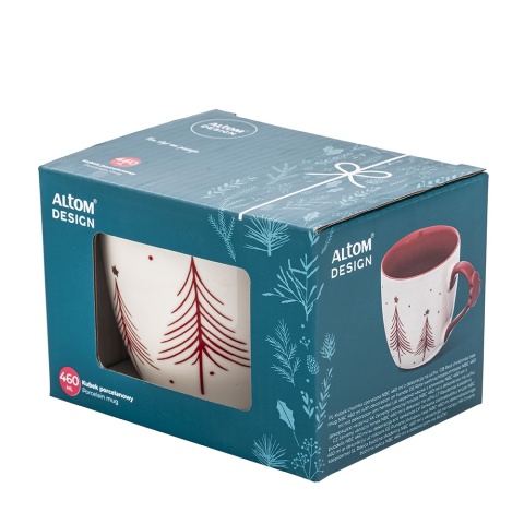 KUBEK CHOINKA CZERWONA NBC 460 ML Z DEKORACJĄ NA UCHU COLOR BOX