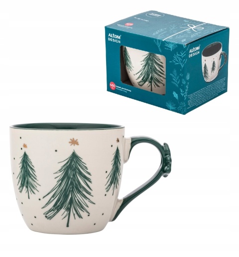 KUBEK CHOINKA ZIELONA NBC 460 ML Z DEKORACJĄ NA UCHU COLOR BOX