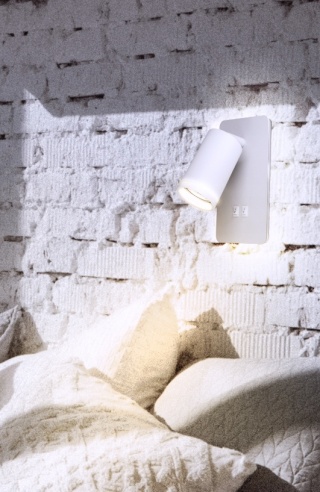 Kinkiet LED PARIS+1xGU10 biały z włącznikiem 1/20