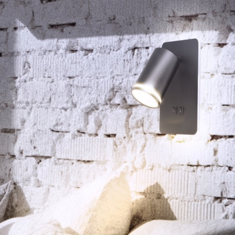 Kinkiet LED PARIS+1xGU10 czarny z włącznikiem 1/20