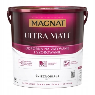 MAGNAT ULTRA MATT FARBA odporna na zmywanie ŚNIEŻNOBIAŁY MAT 2,5L