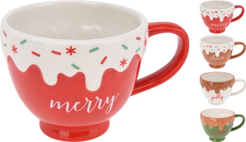XMAS MUG 14CM 4ASS WITH TEXT