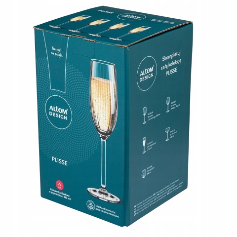 PLISSE KPL.4 KIELISZKÓW SZAMPAN 210ML