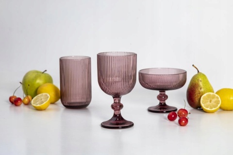 SELENA SZKLANKA NA STOPCE 370 ml, RÓŻOWA