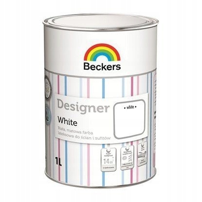 BECKERS DESIGNER COLOUR White farba lateksowa do wnętrz ściany i sufity BIAŁA 1L