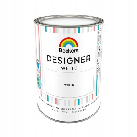 BECKERS DESIGNER COLOUR White farba lateksowa do wnętrz ściany i sufity BIAŁA 1L