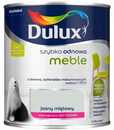 Farba do mebli DULUX szybka odnowa mebli Jasny Miętowy 0,75l