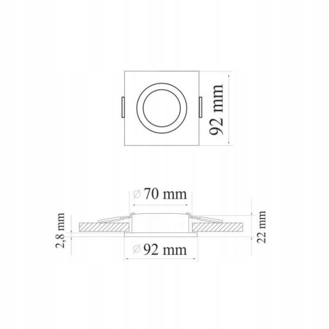 Oprawa podtyn POLUX SOUTH OPAL-IQA92S2 alum. 2w1 srebrny szczot. kwadrat