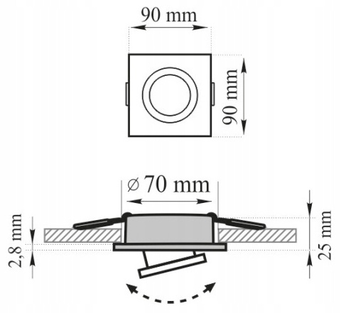 Oprawa sufit.ruchoma POLUX OPIN-IO.A90W1 stal kwadratowa biała