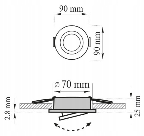 Oprawa sufit.ruchoma POLUX OPIN-IOA90PB stal okrągła czarna perłowa