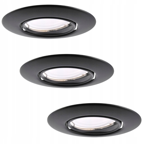 Oprawki ruchome LED POLUX OLIN-IOA90PB-250 stal 3in1 okrągłe czarne perłowe 3pak