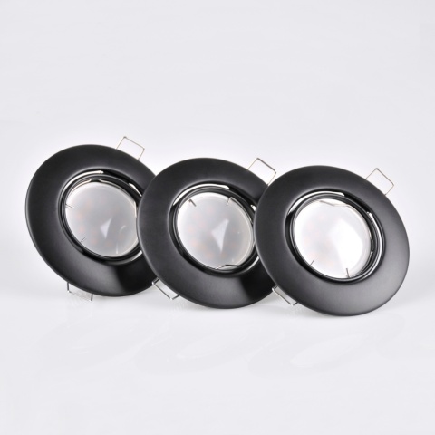 Oprawki ruchome LED POLUX OLIN-IOA90PB-250 stal 3in1 okrągłe czarne perłowe 3pak