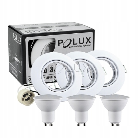 Oprawki ruchome LED POLUX OLIN-IOA90W1-250 stal 3in1 okragle biale 3pak