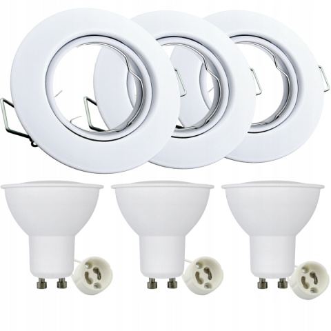 Oprawki ruchome LED POLUX OLIN-IOA90W1-250 stal 3in1 okragle biale 3pak