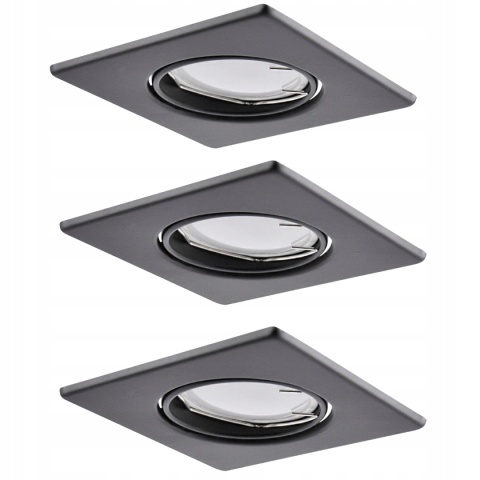 Oprawki ruchome LED POLUX OLIN-IQA90B1-250 stal 3in1 kwadrat czarne perłowe 3pak