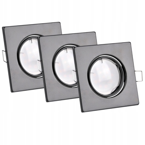 Oprawki ruchome LED POLUX OLIN-IQA90B1-250 stal 3in1 kwadrat czarne perłowe 3pak