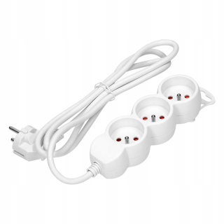 Przedłużacz 3-kr.2P+Z, 5m, biały