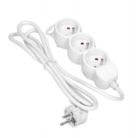 Przedłużacz 3-kr.2P+Z, 5m, biały