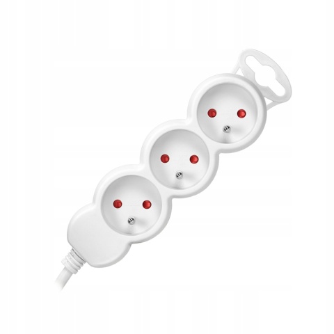 Przedłużacz 3-kr.2P+Z, 5m, biały