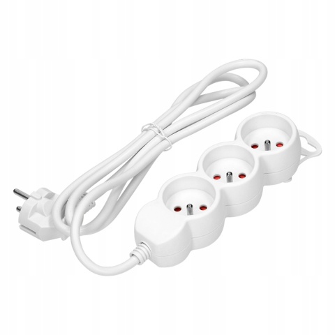 Przedłużacz 3-kr.2P+Z, 5m, biały