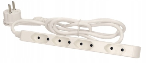 Przedłużacz 4 kr.2P/II, przewód 1,5m, 2x1mm2, biały
