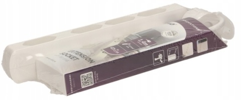 Przedłużacz 4 kr.2P/II, przewód 1,5m, 2x1mm2, biały