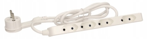 Przedłużacz 4 kr.2P/II, przewód 1,5m, 2x1mm2, biały